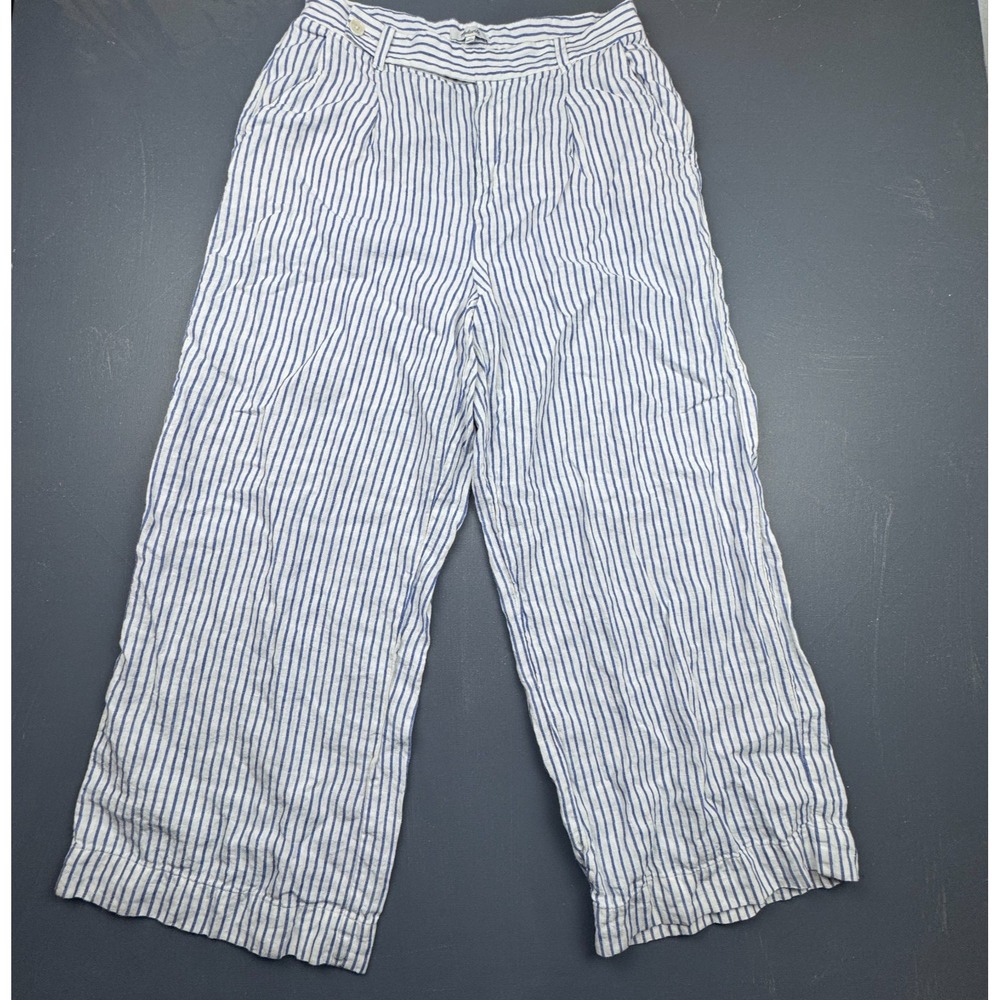 Madewell Navy & White Vertical Stripe Wide-Leg Pants